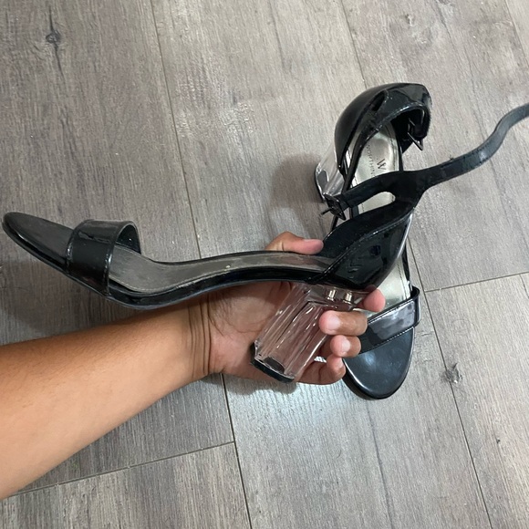 Women’s Black Glass Slipper Block Heels - Picture 2 of 4